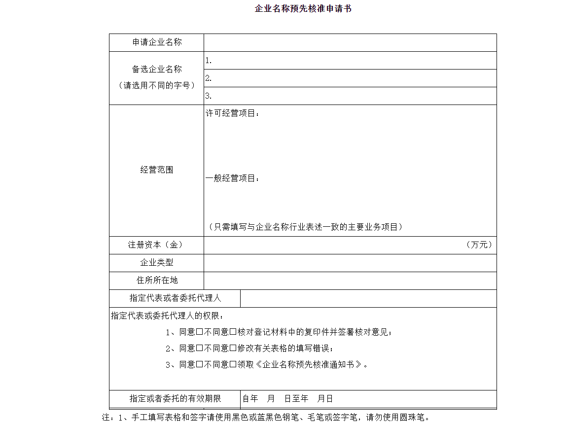 河南掌上工商核名流程通知書(shū)說(shuō)明