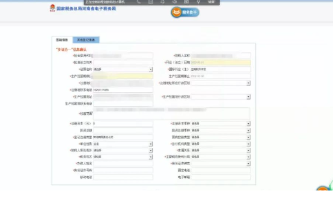 部分信息會自動提取到工商的信息，紅色星號為必填項需要補(bǔ)充完整。